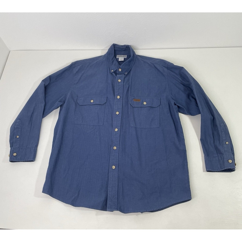 Carhartt Shirt Mens Regular Large Long Sleeve Button Front Pockets Blue Casual